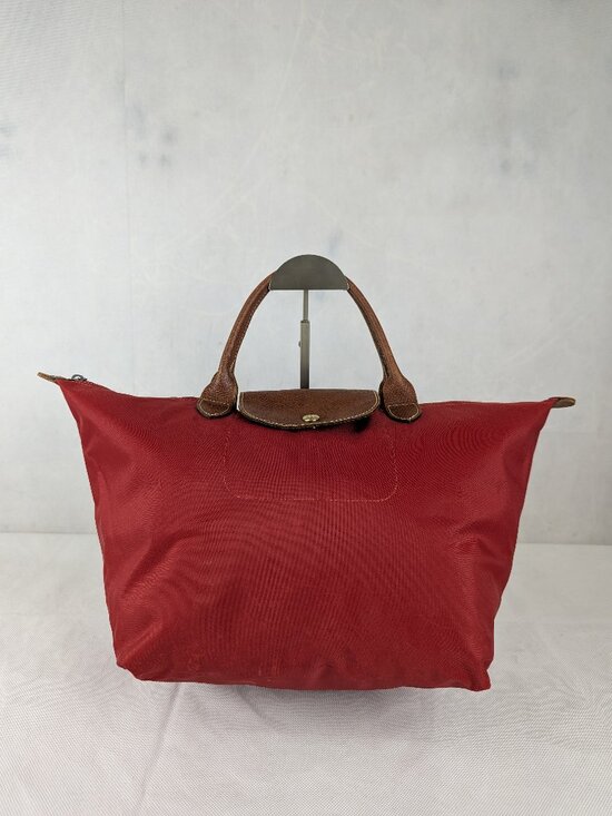 Longchamp Handbags - Pre-Owned Longchamp Le Pliage Authentic Nylon Leather Tote Bag Red Made in China